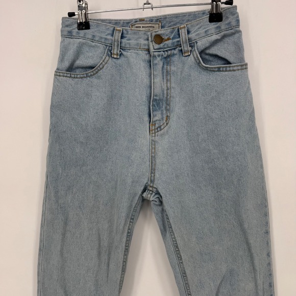 FROM BEGINNING Womens Light Wash straight‎ leg high rise stretch Jeans Size S - Picture 3 of 7